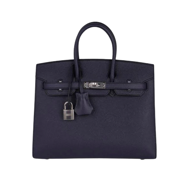Birkin Togo 25 dunkelblaue/silberne