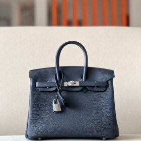 Birkin Togo 25 dunkelblaue/silberne