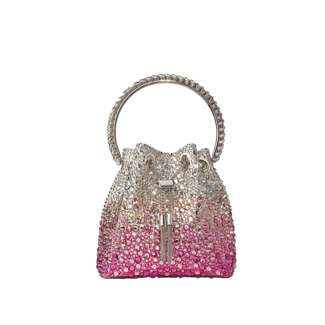 Pink Bon Bon Kristallverzierte Beuteltasche