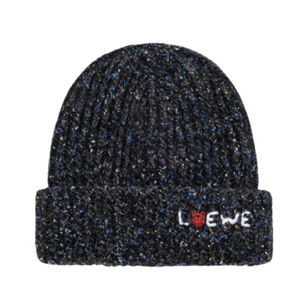 Beanie Wool Schwarz Melange
