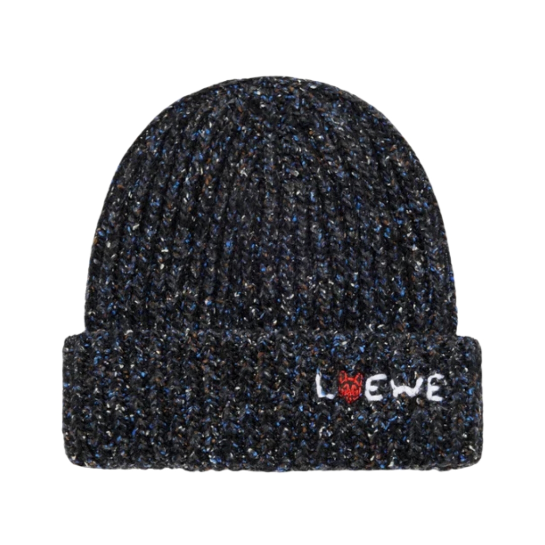 Beanie Wool Schwarz Melange