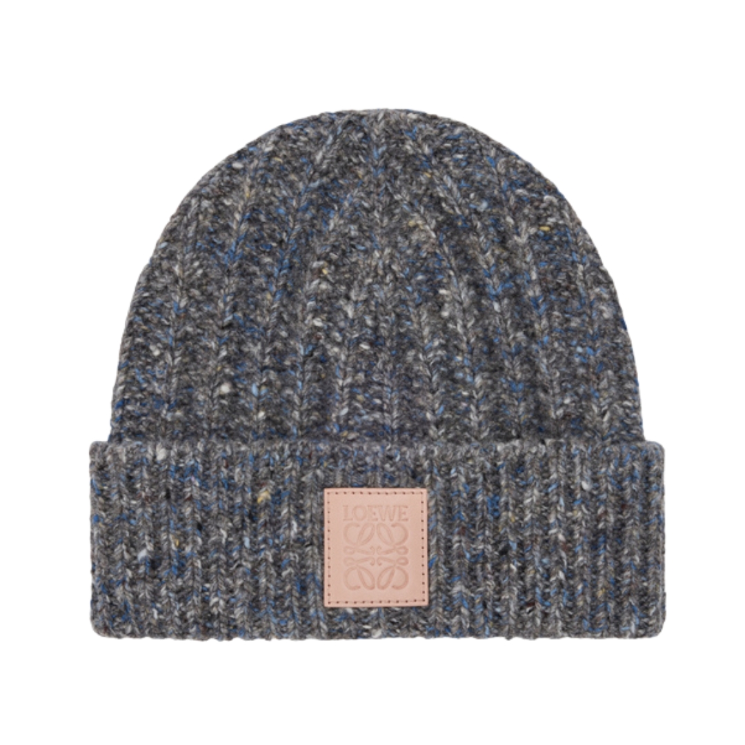 Beanie Wool Blau/Grau