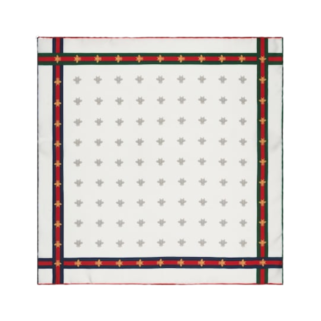 Bee Pocket Square Weiß