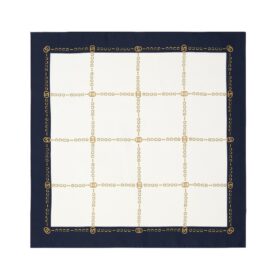 Interlocking Pocket Square Weiß/Dunkelblau (Copy)
