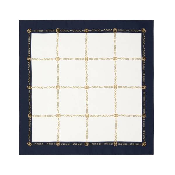 Interlocking Pocket Square Weiß/Dunkelblau