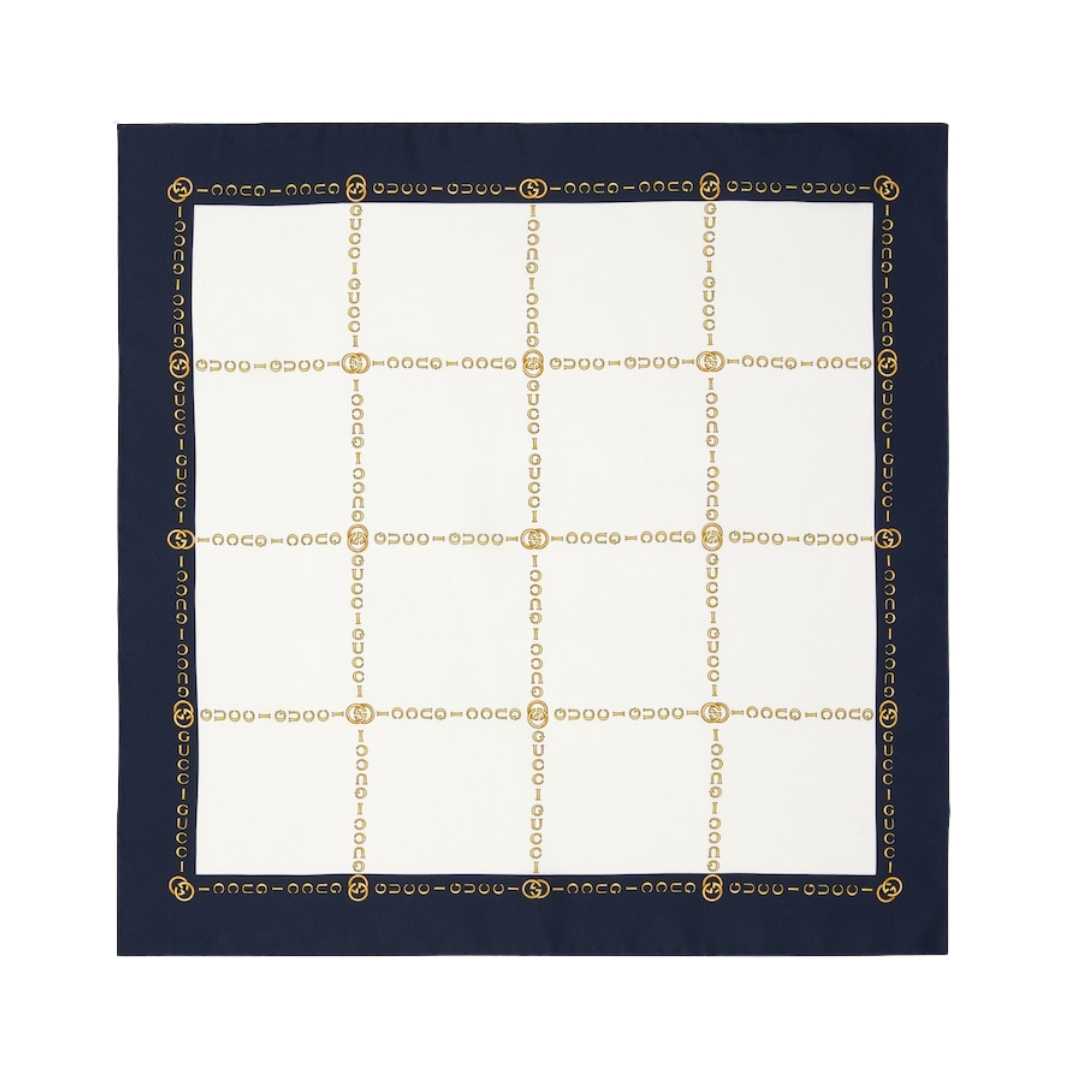Interlocking Pocket Square Weiß/Dunkelblau (Copy)
