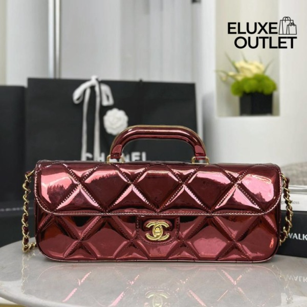 Large Flap Metallic Mirror Burgund/Gold 13cm