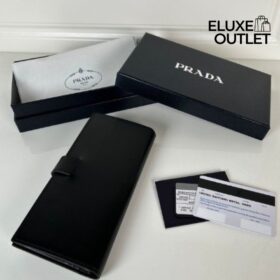 Leder-Geldbörse in Schwarz 18cm