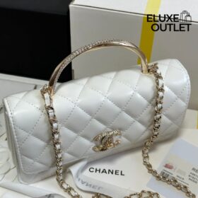 Clutch mit Kette Weiß 18.5 cm