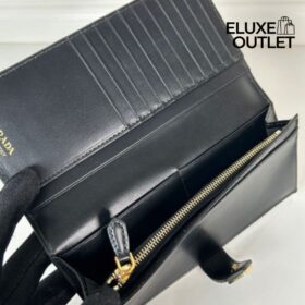 Leder-Geldbörse in Schwarz 18cm