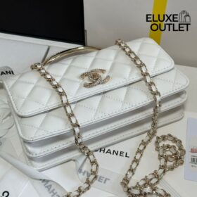 Clutch mit Kette Weiß 18.5 cm