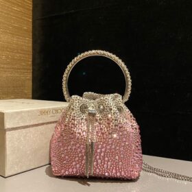 Pink Bon Bon Kristallverzierte Beuteltasche