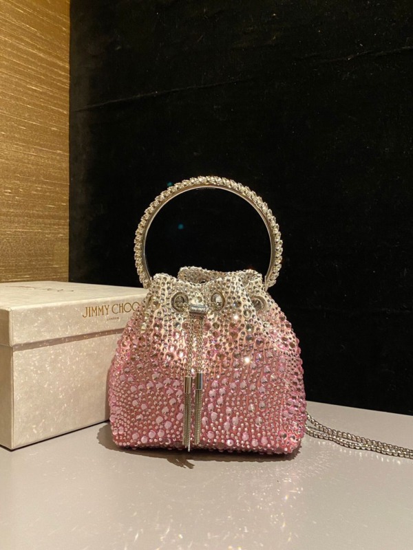 Pink Bon Bon Kristallverzierte Beuteltasche