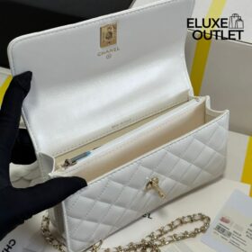 Clutch mit Kette Weiß 18.5 cm