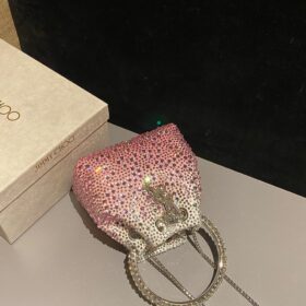 Pink Bon Bon Kristallverzierte Beuteltasche