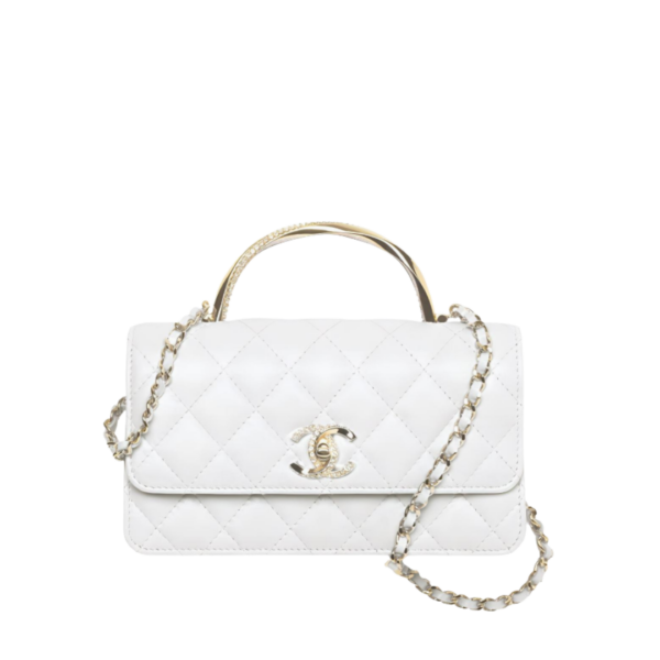 Clutch mit Kette Weiß 18.5 cm
