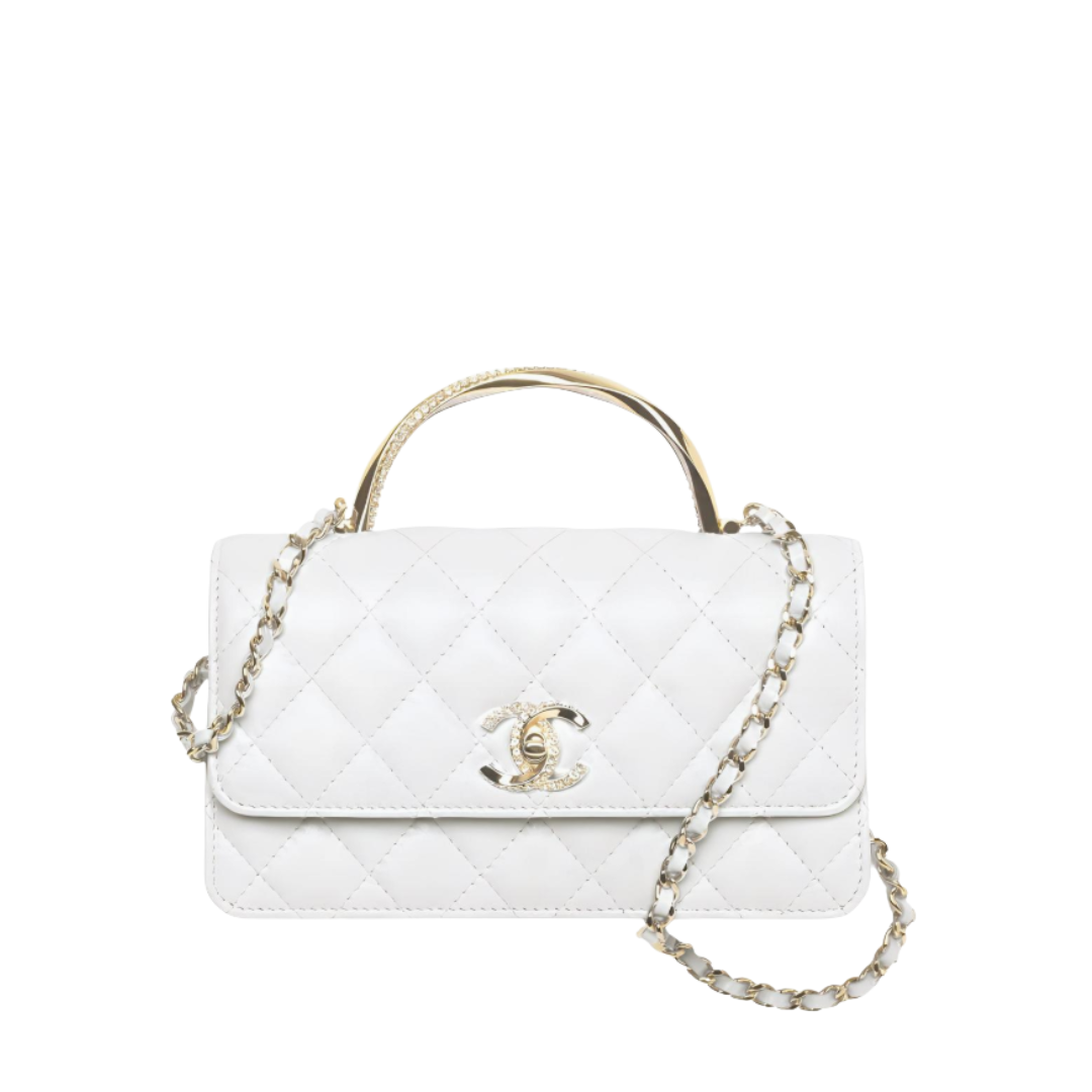 Clutch mit Kette Weiß 18.5 cm