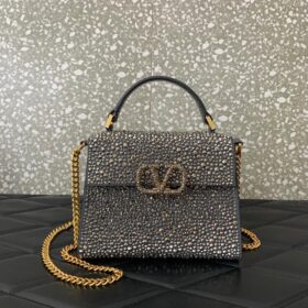 Rockstud Tasche Schwarz  19cm