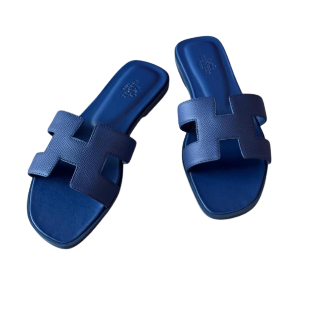 Flache Slipper, Navyblau