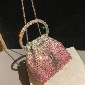 Pink Bon Bon Kristallverzierte Beuteltasche