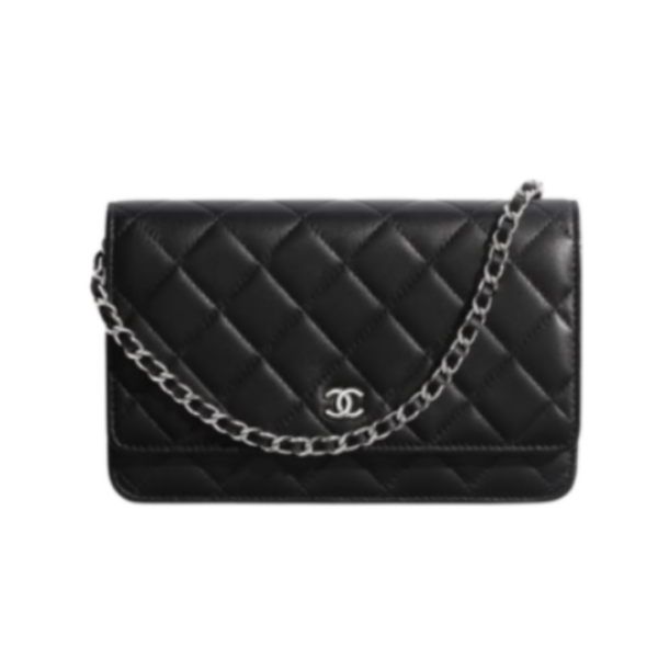 Klassische Geldbörse mit Kette – Schwarz 19 cm