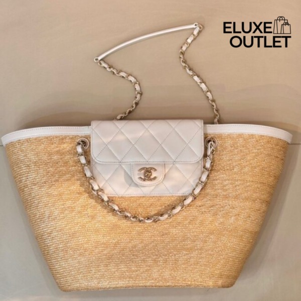 Geflochtenes Stroh Beige/Weiß 54cm