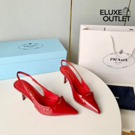 Patent leather slingback Rot 55 mm