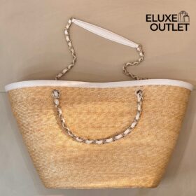 Geflochtenes Stroh Beige/Weiß 54cm