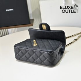 Caviar Quilted Flap Schwarz/ Gold 19.5 cm