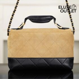 Coco Base Henkeltasche mit Überschlag, braunes Wildleder/schwarz 29 cm