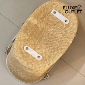 Geflochtenes Stroh Beige/Weiß 54cm