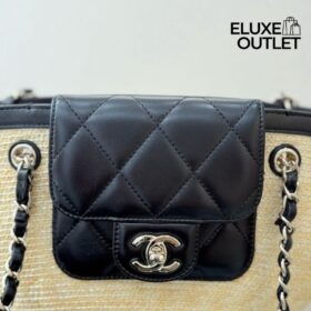 Geflochtenes Stroh Beige/Schwarz 40cm