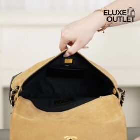 Coco Base Henkeltasche mit Überschlag, braunes Wildleder/schwarz 29 cm