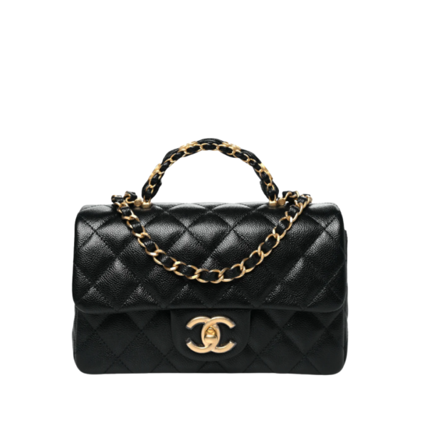 Caviar Quilted Flap Schwarz/ Gold 19.5 cm