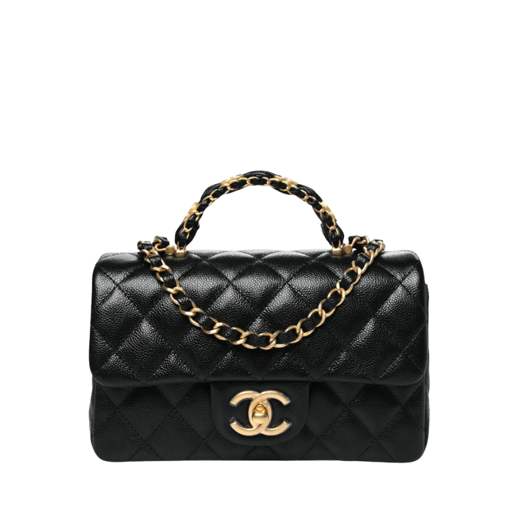 Caviar Quilted Flap Schwarz/ Gold 19.5 cm