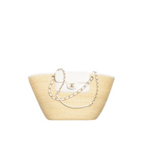 Geflochtenes Stroh Beige/Weiß 54cm