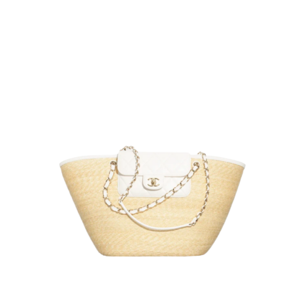 Geflochtenes Stroh Beige/Weiß 54cm
