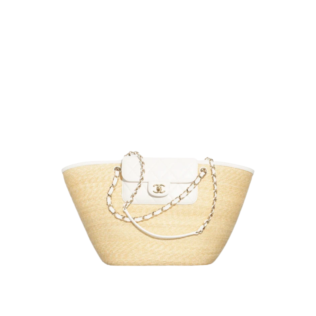 Geflochtenes Stroh Beige/Weiß 54cm