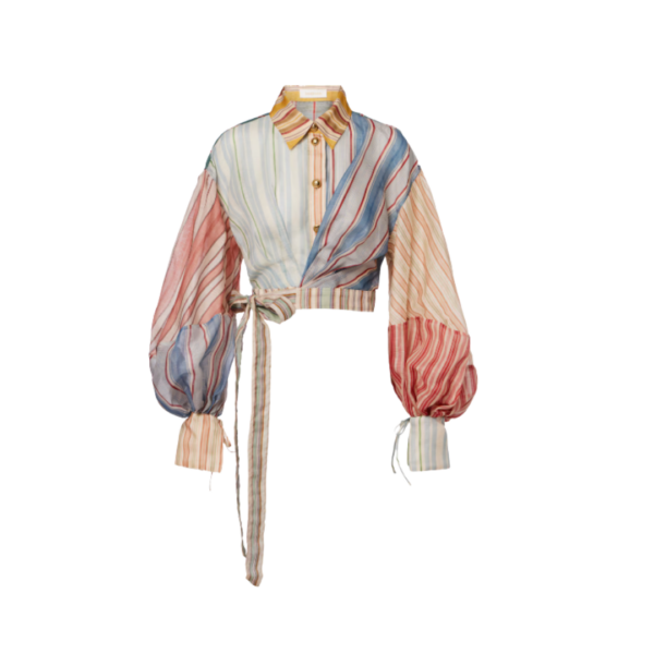 Rebellion Gestreifte Bluse aus Leinen und Seide