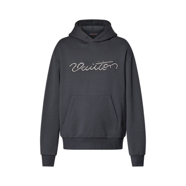 Hoodie mit Verzierungen und Signatur Dunkelgrau