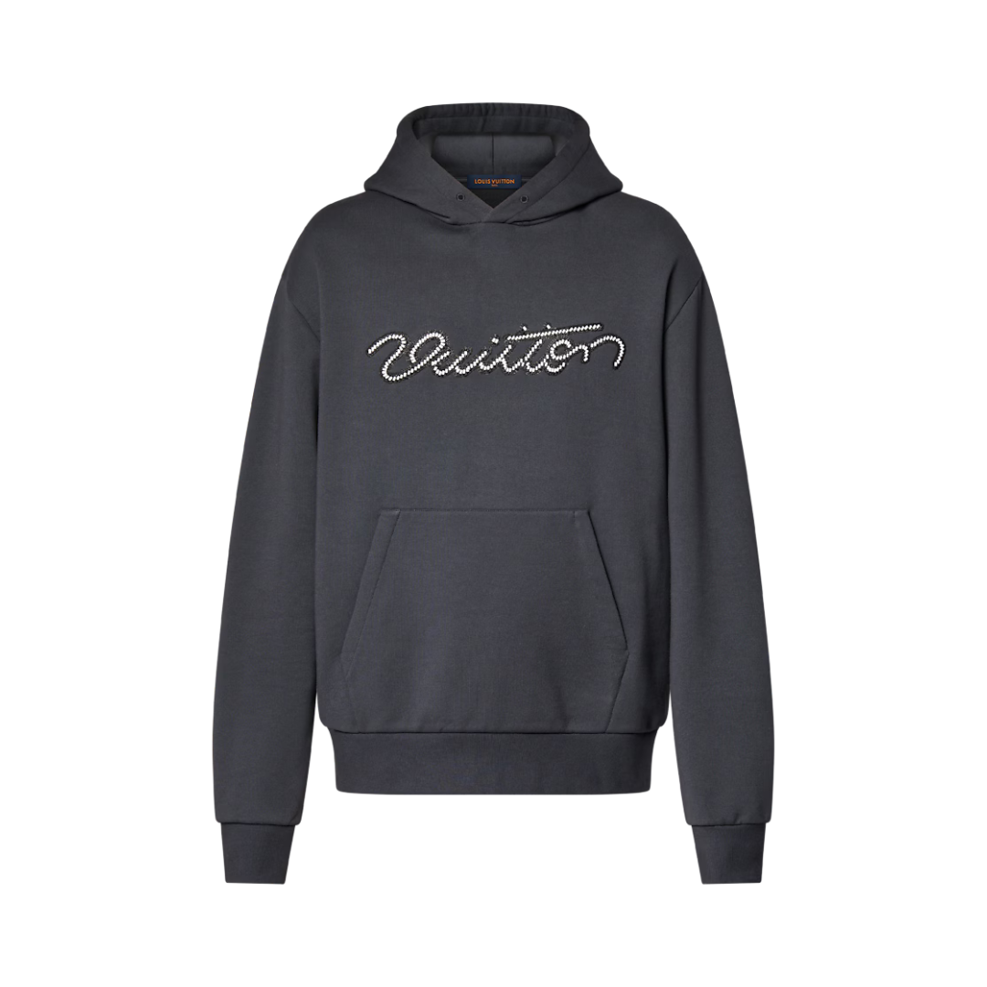 Hoodie mit Verzierungen und Signatur Dunkelgrau
