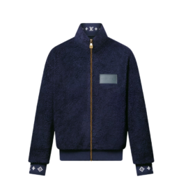 Leather Patch Fleece Marineblau