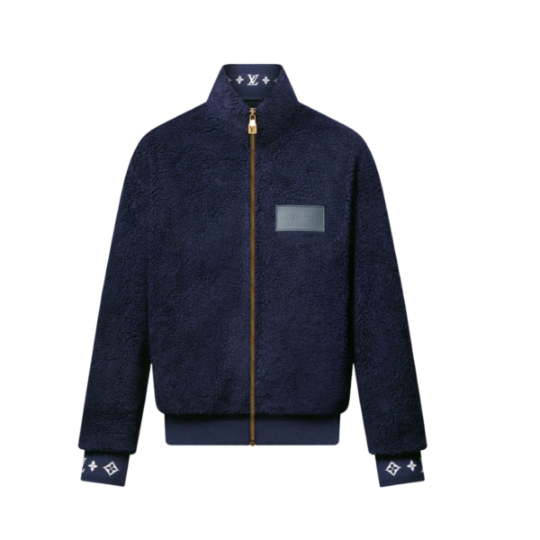 Leather Patch Fleece Marineblau