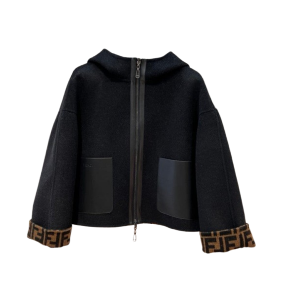 Wendejacke aus Wolle Schwarz