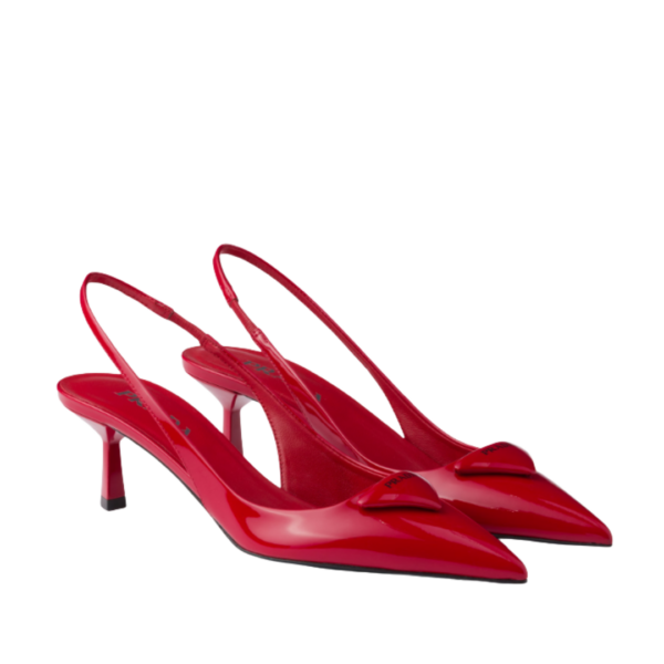 Patent leather slingback Rot 55 mm