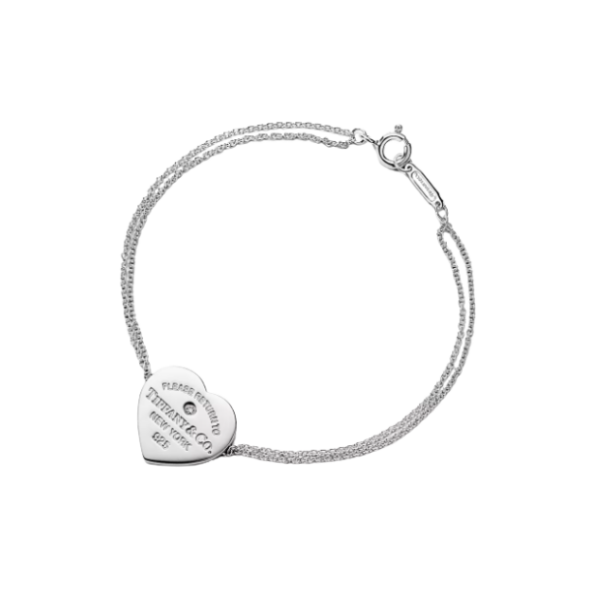 Herzförmiges Doppelkettenarmband aus Silber