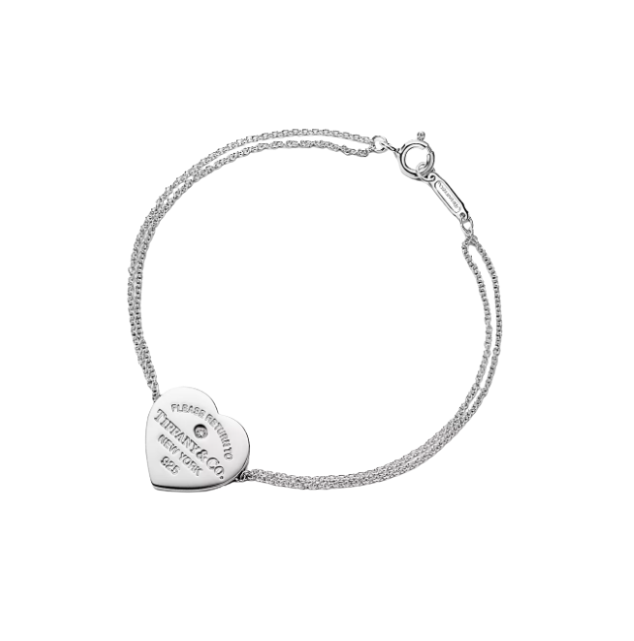 Herzförmiges Doppelkettenarmband aus Silber