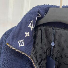 Leather Patch Fleece Marineblau