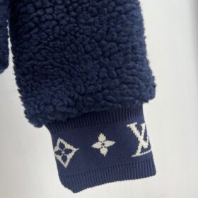 Leather Patch Fleece Marineblau