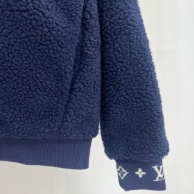 Leather Patch Fleece Marineblau